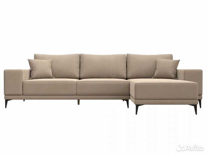 Диван угловой Льюес правый, велюр, бежевый. Москва