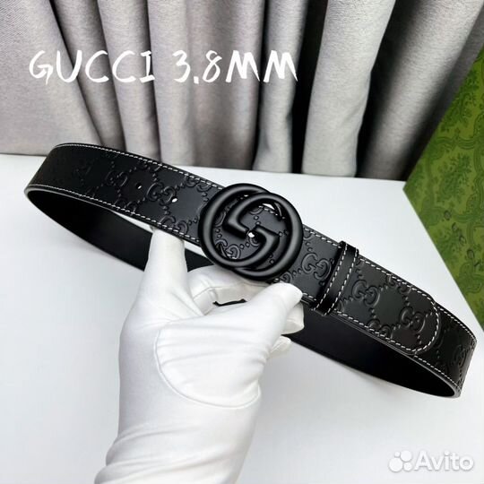 Ремень Gucci черный мужской (Премиум качество)