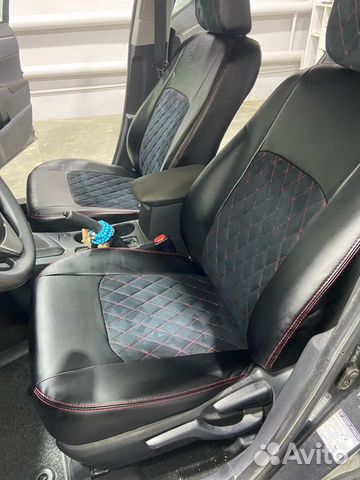 Чехлы Hundai Accent красный ромб комбинированные