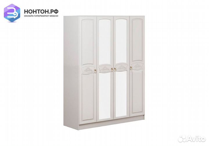 Шкаф 4-х створчатый Александрина белый глянец