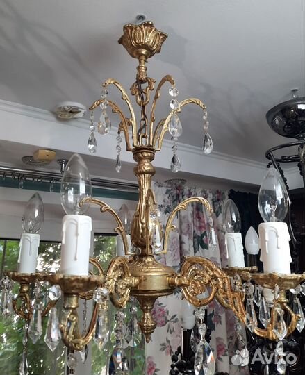 Антикварная люстра бронзовая СССР