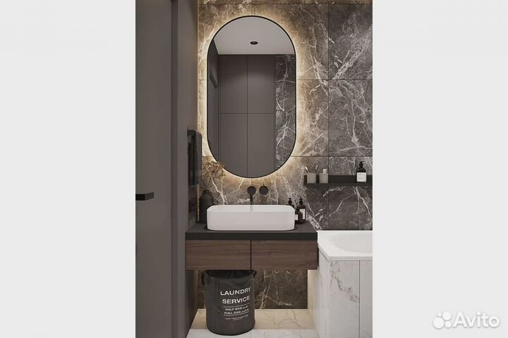 Зеркало с подсветкой AM-Tor-500-900-DS-F-Nero Art