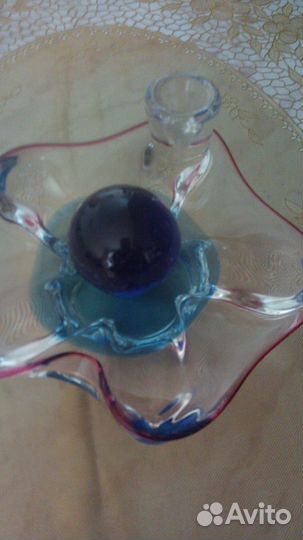 Ваза для фруктов или конфет с синим шаром