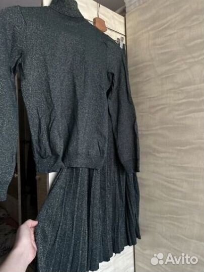 Костюм водолазка юбка трикотажный с люрексом