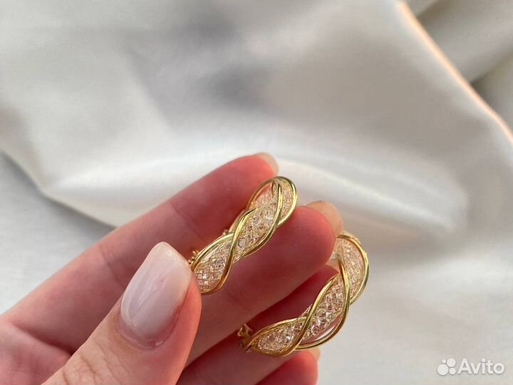 Серьги плетенки из бижутерного сплава