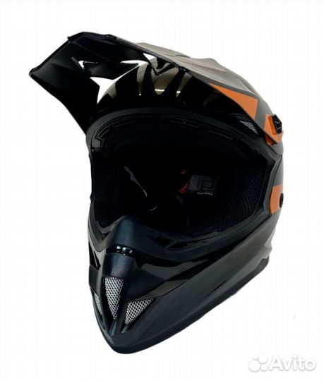 Шлем кроссовый детский Bilt Evo черный оранжевый XL