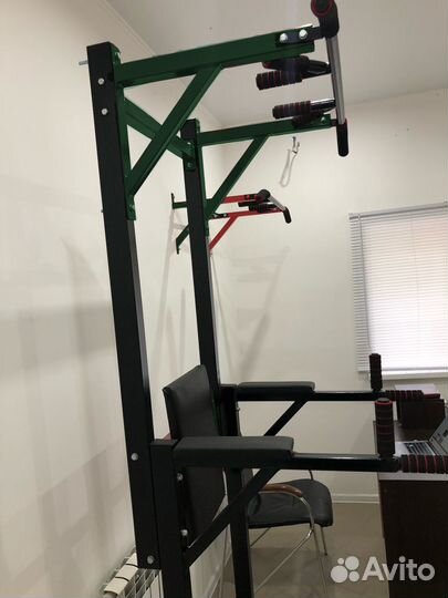 Турник брусья пресс 3в1 210 черно-зеленый + упор