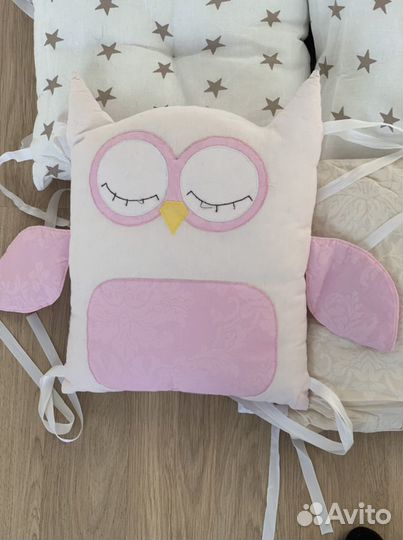 Бортики для детской кроватки совушки