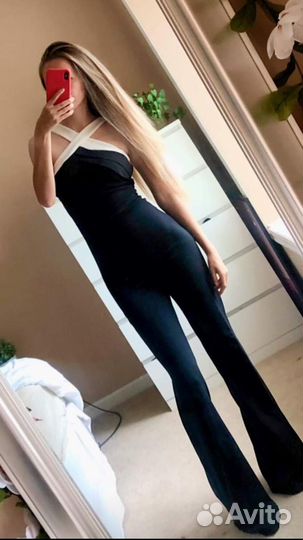 Женский формальный черный комбинезон