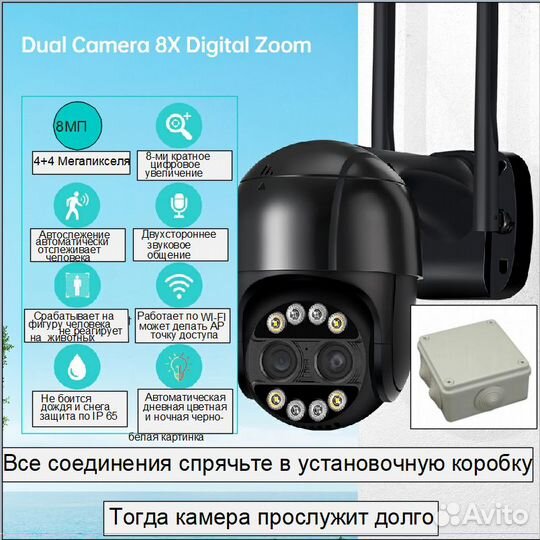 Камеры, 8 Мп с автозумои и слежением за человеком