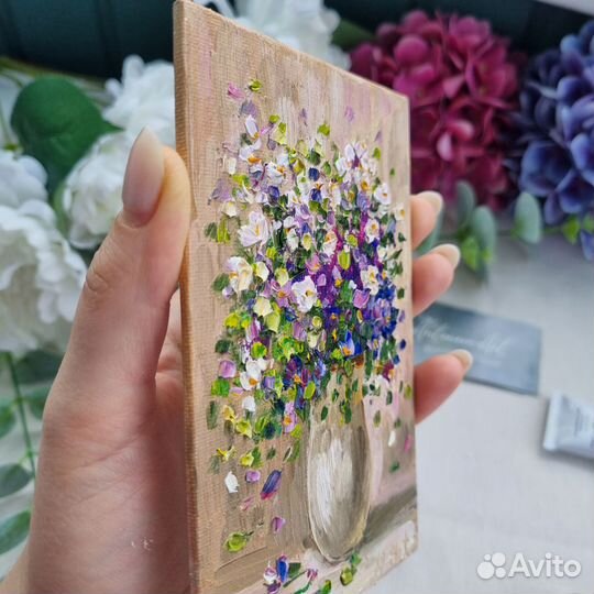 Цветы картина маслом Натюрморт цветы в вазе