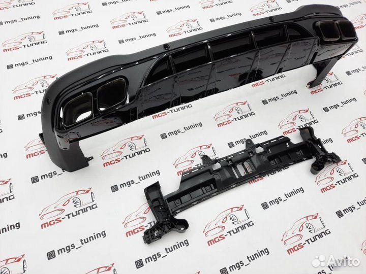 Диффузор с насадками Black 63 AMG на GLC 253 рест