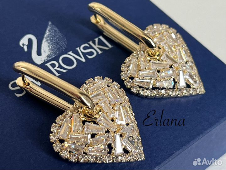 Серьги сердце 2 в одном золотистые