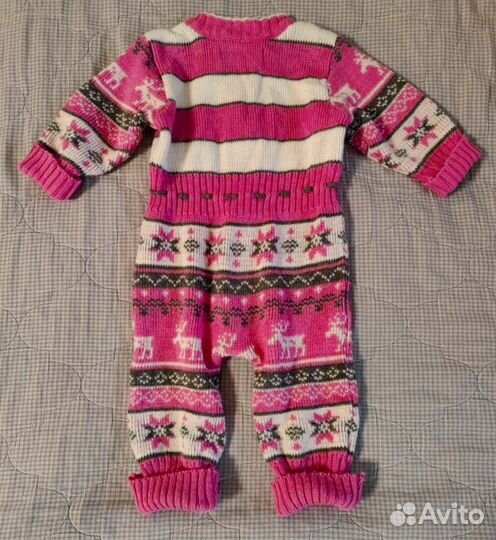 Вязаный комбинезон для новорожденного 68-74