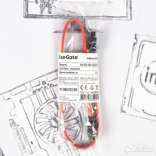 Кабель SATA ExeGate EX-CC-sata-data-L