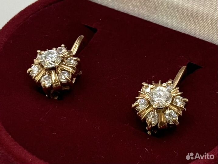 Золотые Серьги 585 пробы СССР Малинки