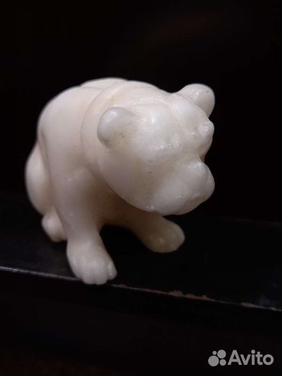 Старинная статуэтка бульдог Россия до1917 алебастр