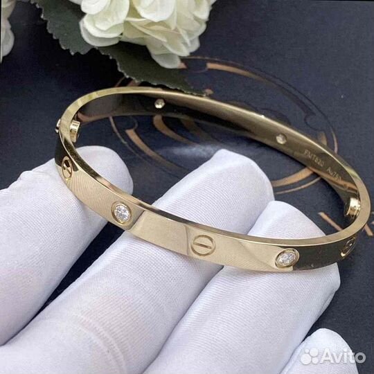 Браслет Cartier Love, 4 брилл., желтое золото 0,42ct
