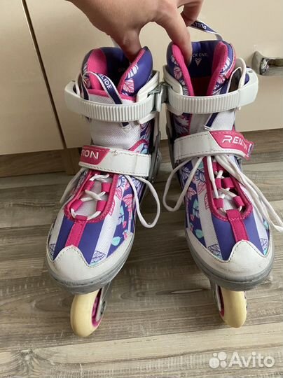 Роликовые коньки раздвижные 31-35 reaction rainbow