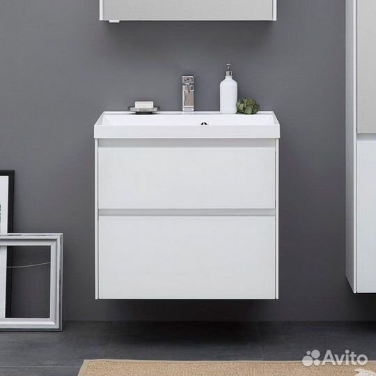 Тумба с раковиной Aquanet Гласс 80