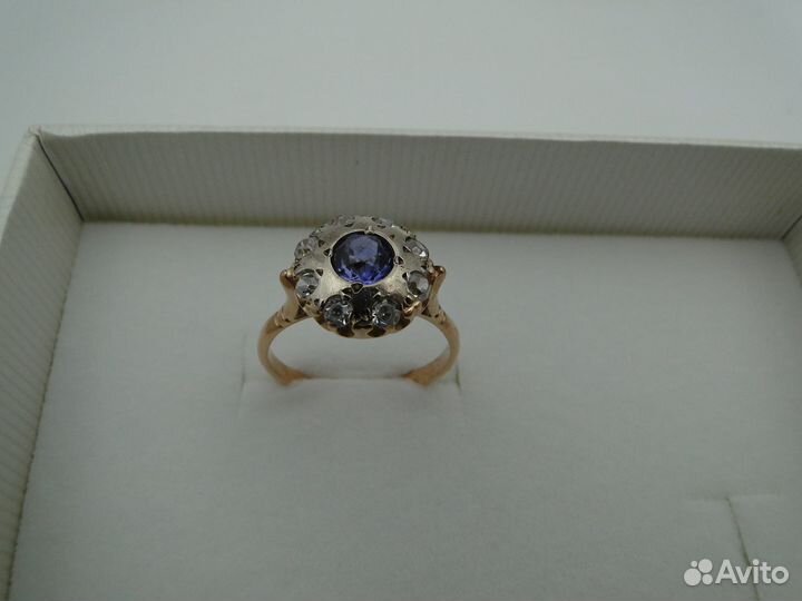 Винтажное кольцо с иолитом, золото 585