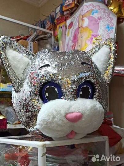 Ростовая голова Котика и Мишки пайетка