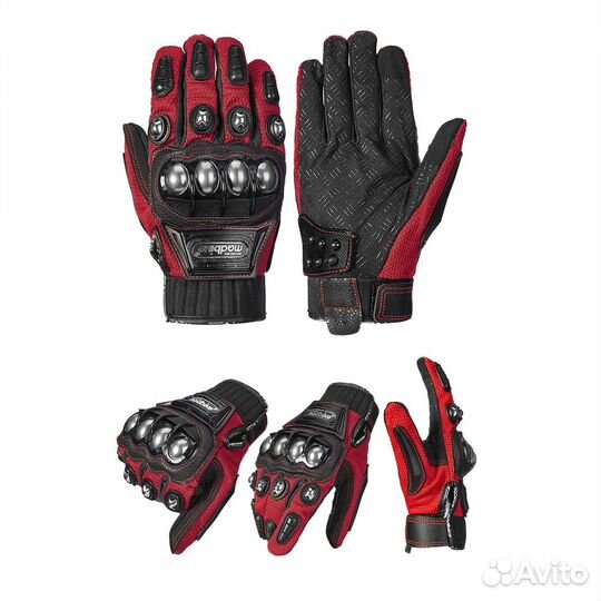 Мото перчатки Madbike MAD-10C красные