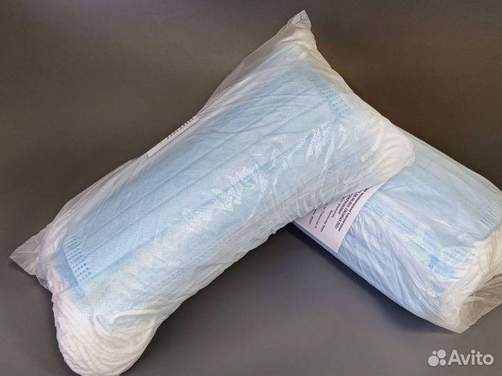 Маски медицинские 50 шт одноразовые голубые