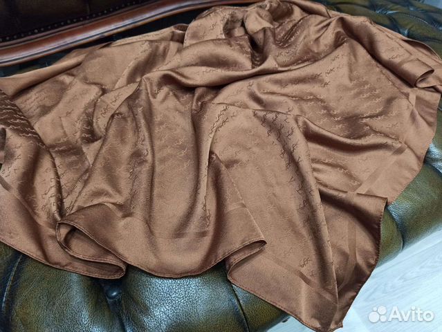 Платок шелковый шоколадный ysl 95см италия