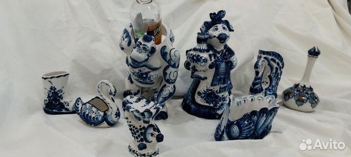 Гжель: Посуда/ Подставка под бутылку/Штоф