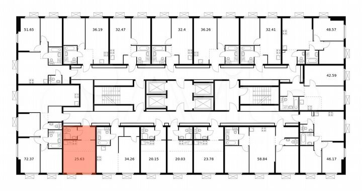 Квартира-студия, 25,6 м², 33/33 эт.