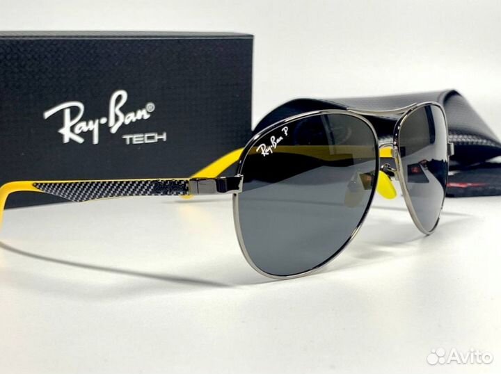 Очки Ray Ban Aviator с желтыми вставками