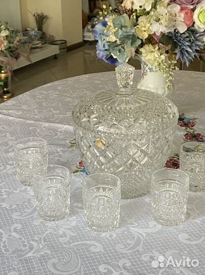 Хрустальная крюшонница,Bohemia. Винтаж