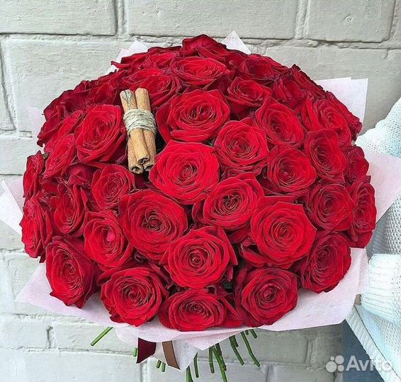 Цветы розы красные 33 шт крупные сорта Red Paris