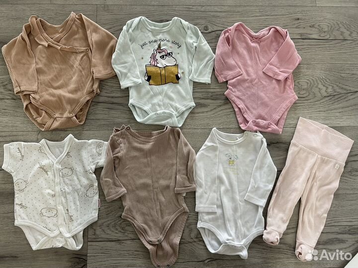Боди и ползунки новорожденному пакетом 56 62 68