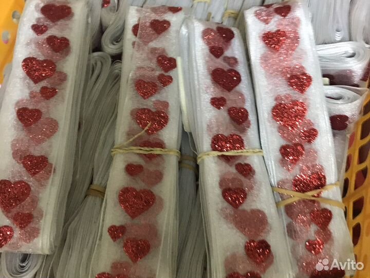 Лента органза сердца 4 см