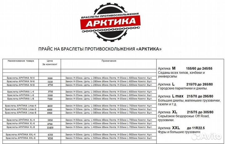 Браслеты (цепи) противоскольжения Арктика