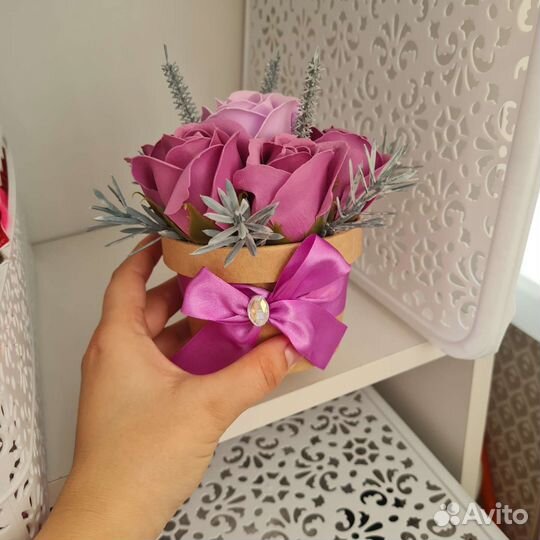 Мини букет из мыльных роз