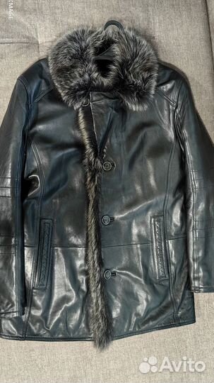 Кожаная дубленка мужская 48