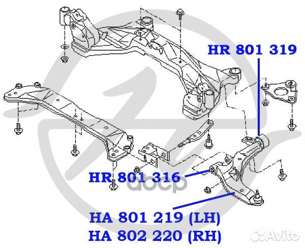 Сайлентблок переднего нижнего рычага HR801319 H