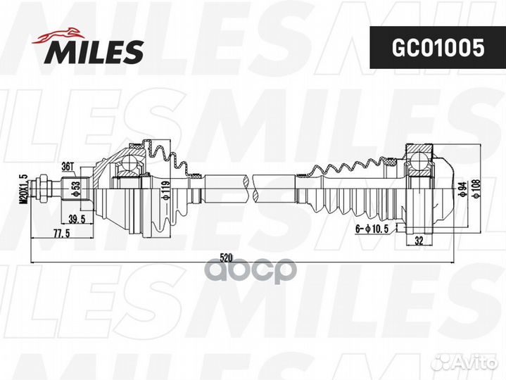 Привод в сборе левый audi A3/skoda octavia/VW G