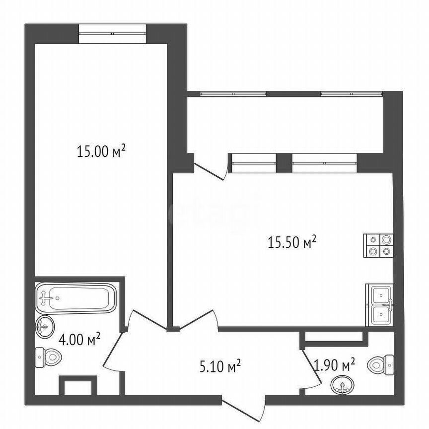 1-к. квартира, 44 м², 8/13 эт.