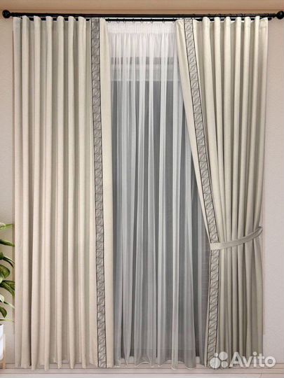 Шторы комплект 2 шт слоновая кость