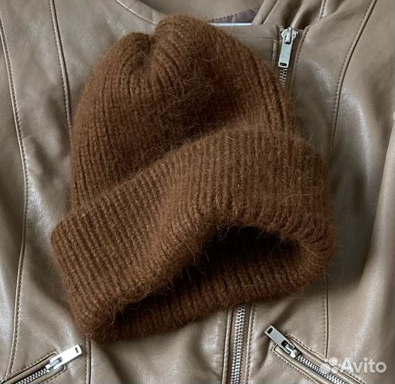 Шапка женская вязаная из пуха норки