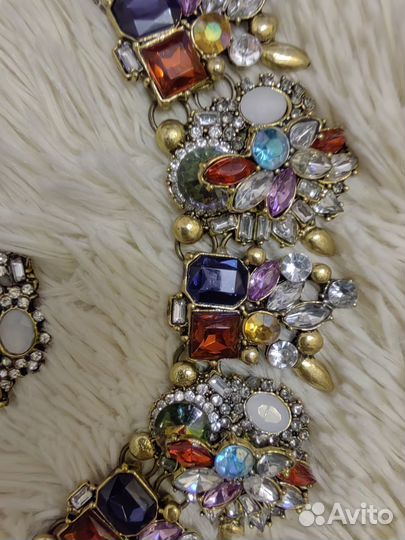 Колье ожерелье серьги коплект с камнями бижутерия
