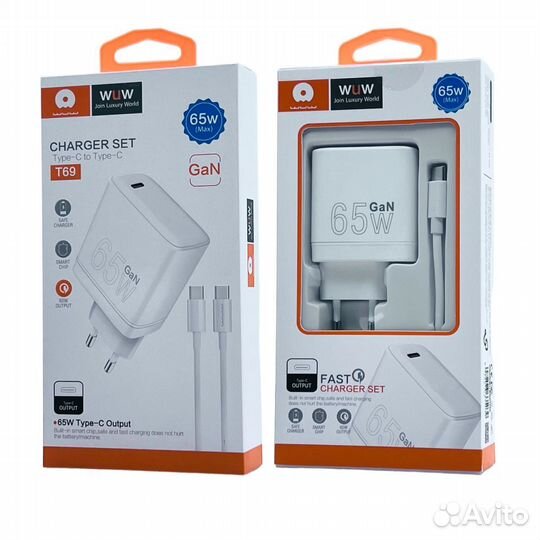 Сзу WUW T69 USB-C PD type-C 64W GaN White