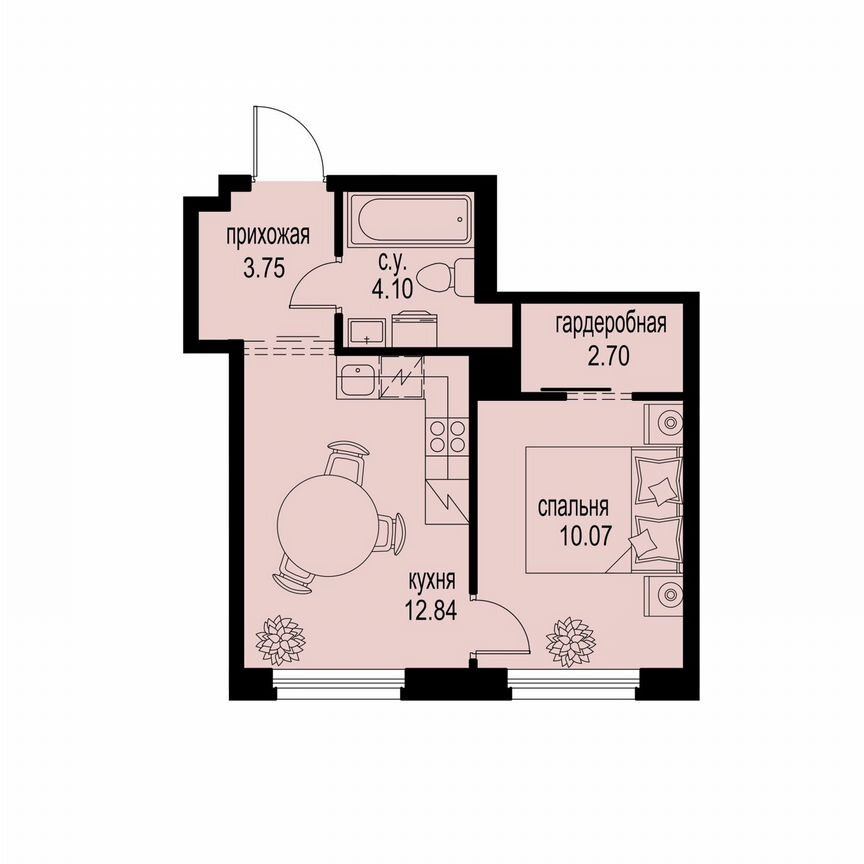 1-к. квартира, 33,5 м², 2/12 эт.