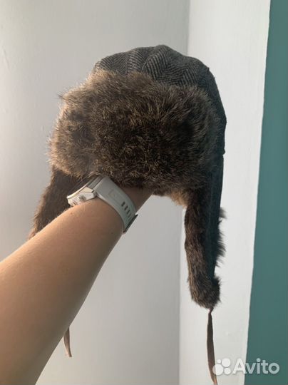 Шапка ушанка из кролика для мальчика