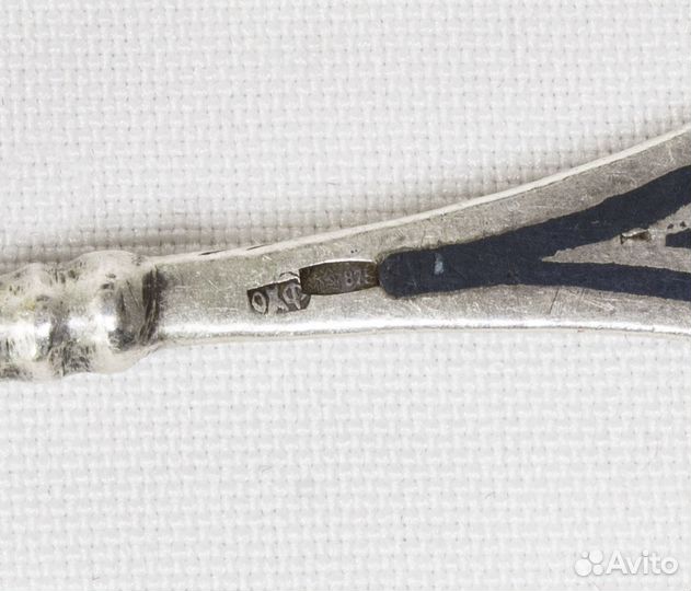 Ложка чайная, серебро 875 проба, вес 22 гр, чернь