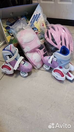 Роликовые коньки детские раздвижные с защитой